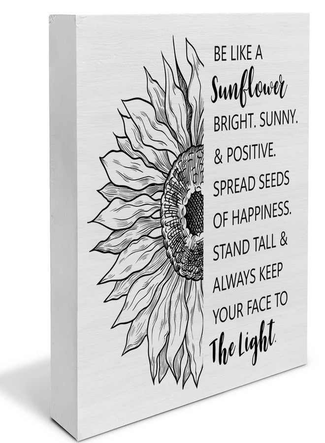 YIDOU Country Sunflower Wood Box Sign Decor Desk Sign Be Like a Sunflower Bright Quote Wooden Box Block Sign Rustic Home Office Shelf Wall Decoration - Image 1
